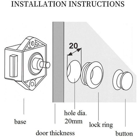 5Pcs Push Button Drawer Cupboard Lock