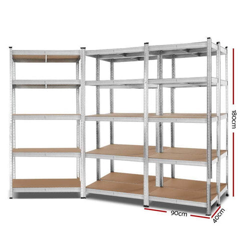 5X1.8M Garage Shelving Warehouse Rack Pallet Racking Storage Shelf Silver