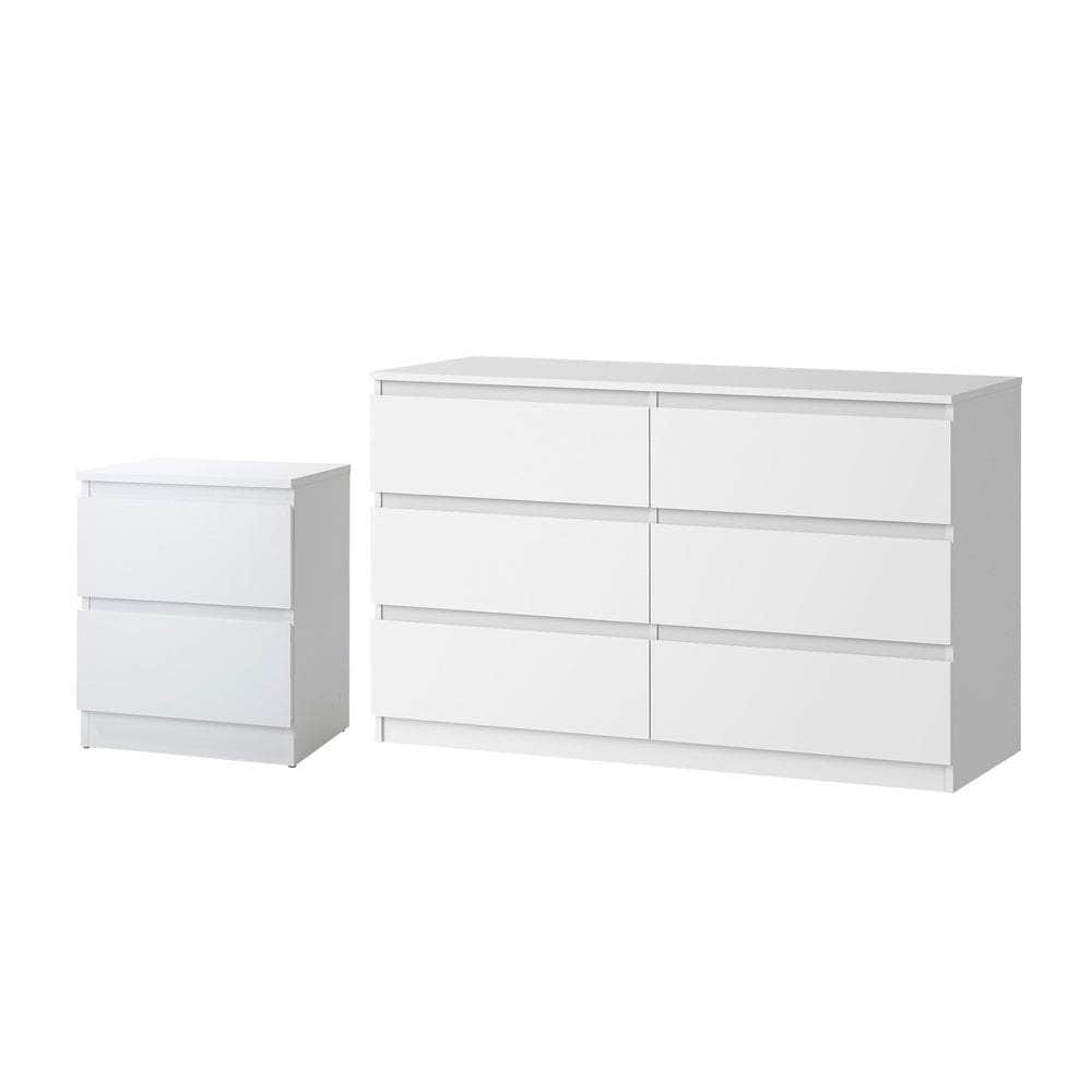 6 Chest of Drawers and Bedside Table Cabinet Bedroom Set