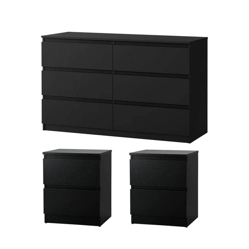6 Chest of Drawers and Bedside Table Cabinet Bedroom Set