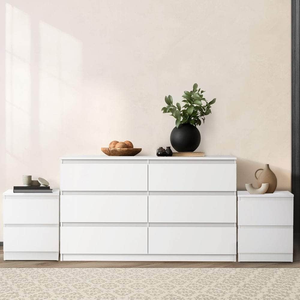6 Chest of Drawers and Bedside Table Cabinet Bedroom Set