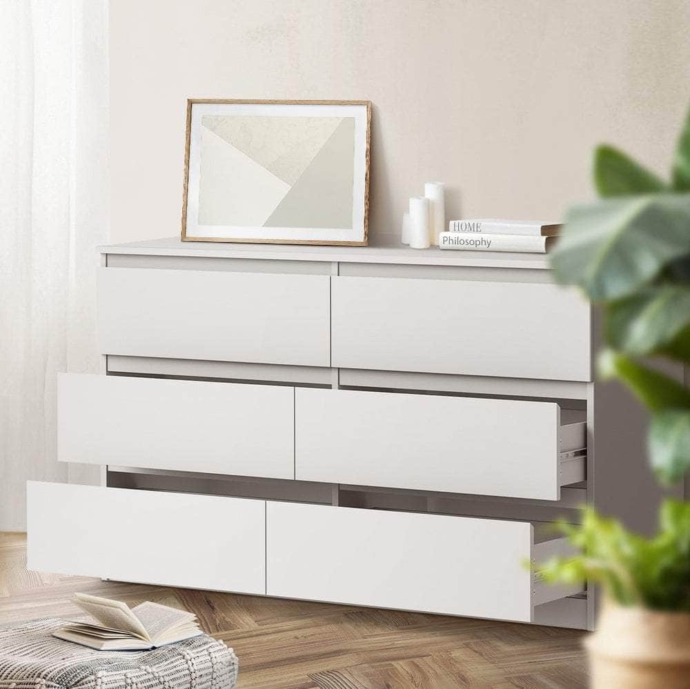 6 Chest of Drawers and Bedside Table Cabinet Bedroom Set