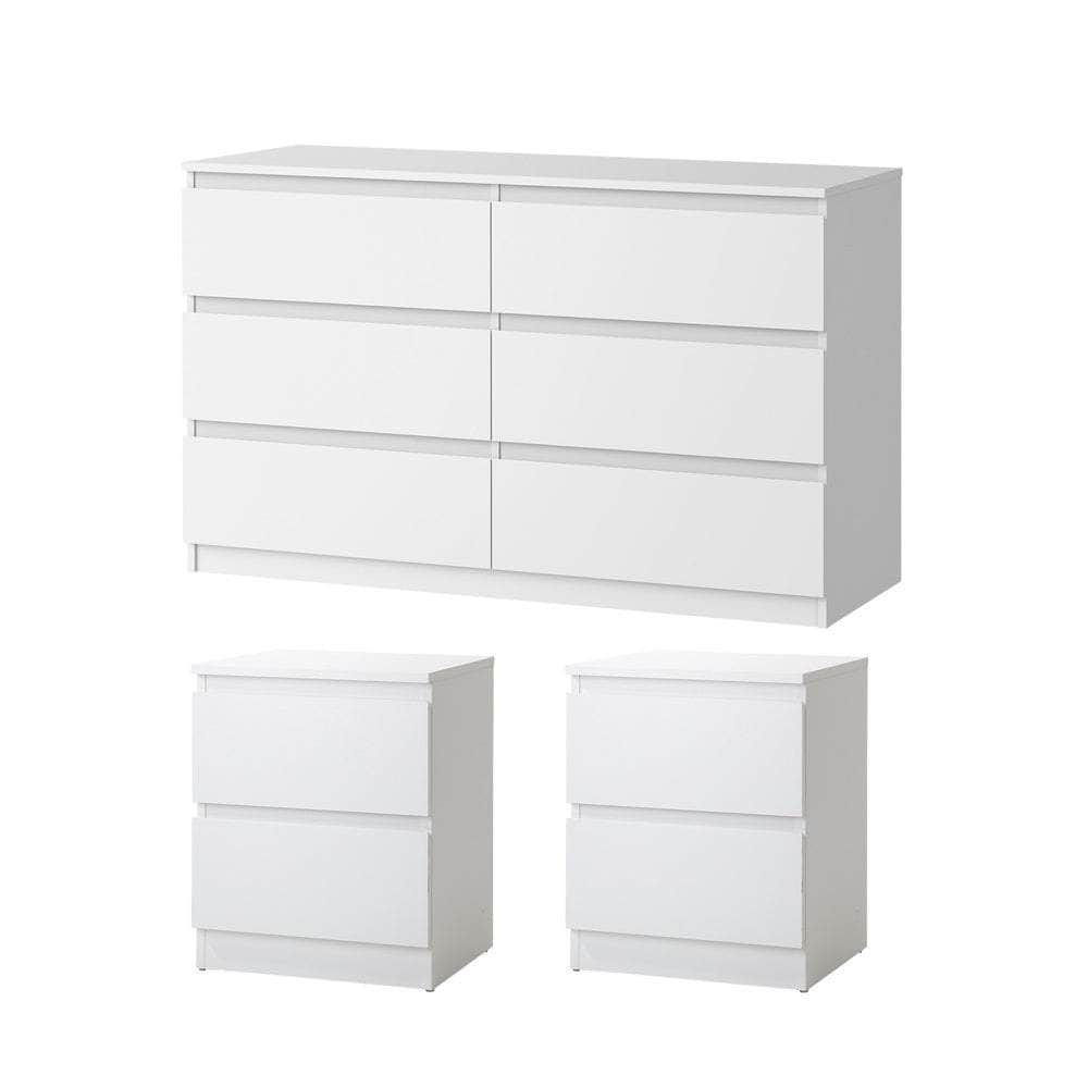 6 Chest of Drawers and Bedside Table Cabinet Bedroom Set