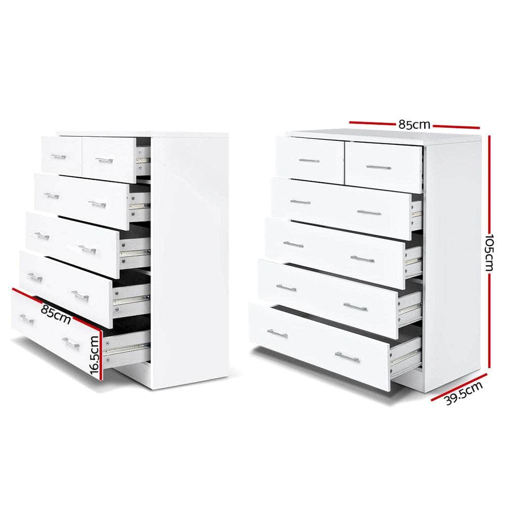 6 Chest Of Drawers - Andes White