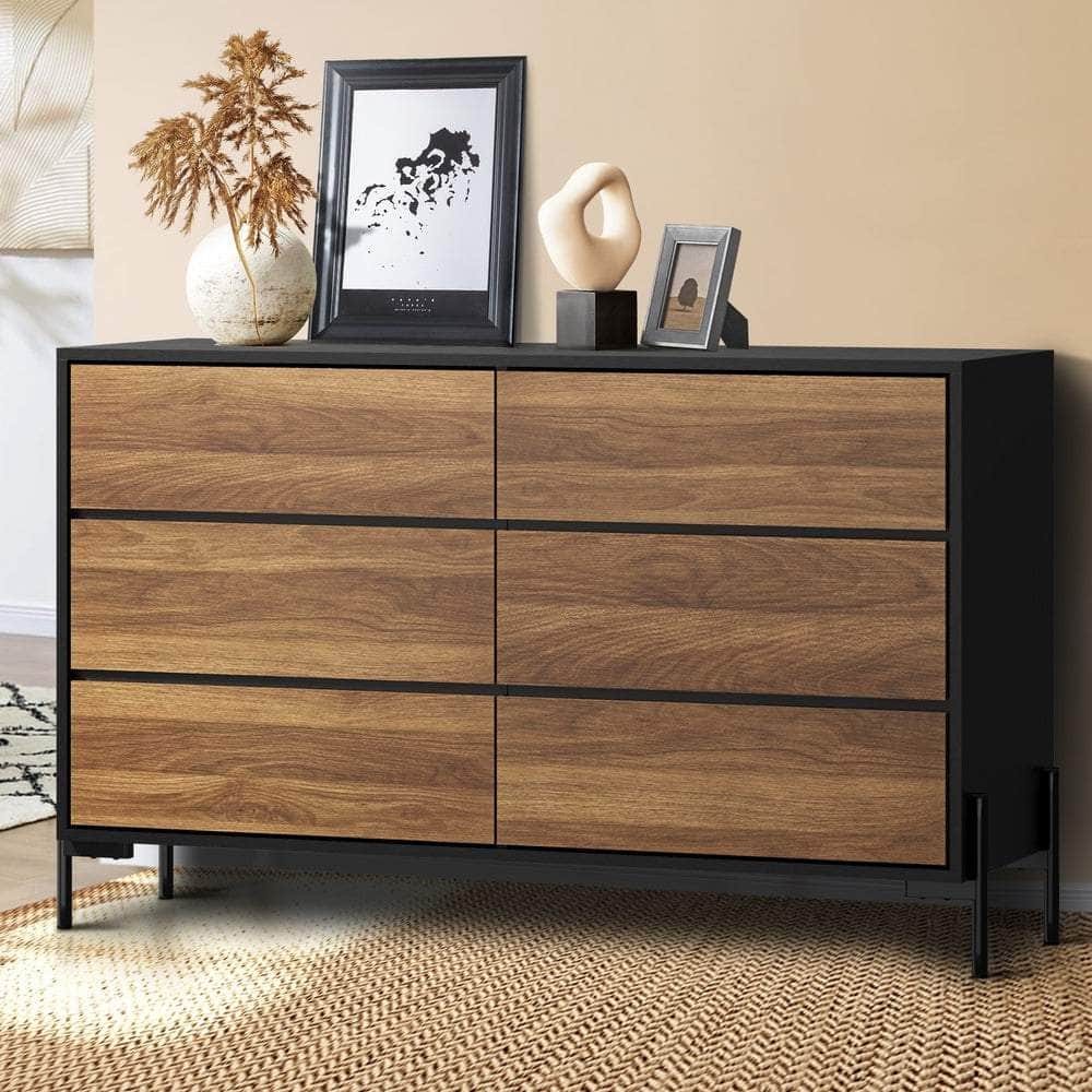 6 Chest of Drawers Cabinet Dresser Table Lowboy Walnut