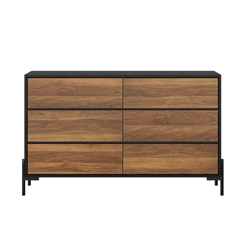 6 Chest of Drawers Cabinet Dresser Table Lowboy Walnut