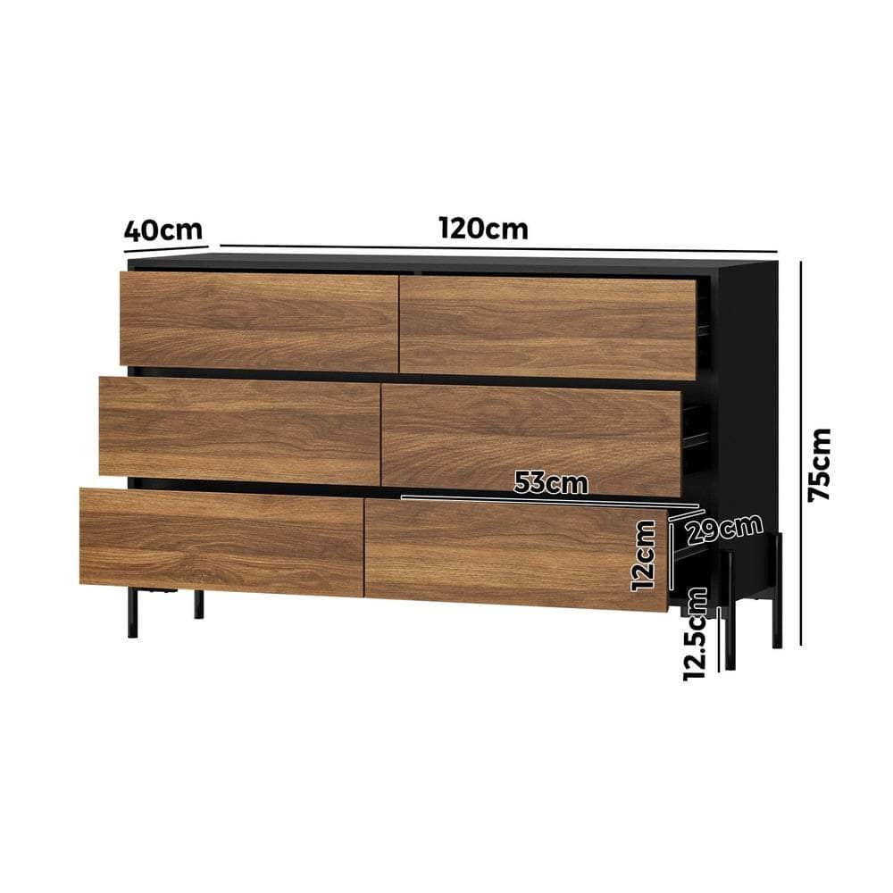 6 Chest of Drawers Cabinet Dresser Table Lowboy Walnut
