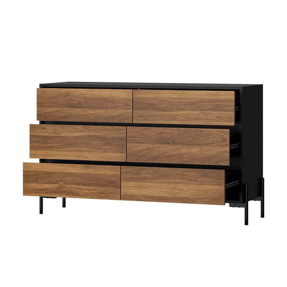 6 Chest of Drawers Cabinet Dresser Table Lowboy Walnut