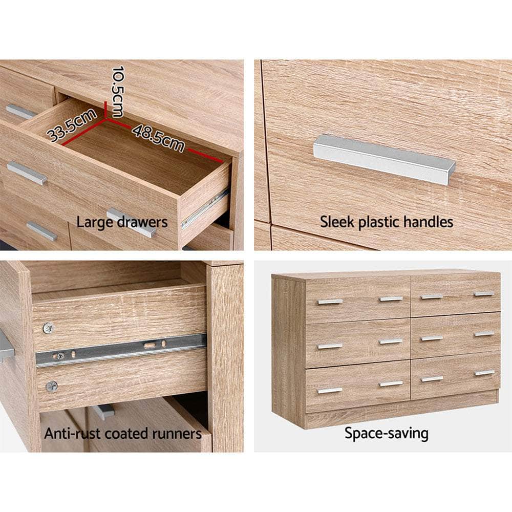 6 Chest of Drawers Cabinet Dresser Table Tallboy Lowboy Storage Wood