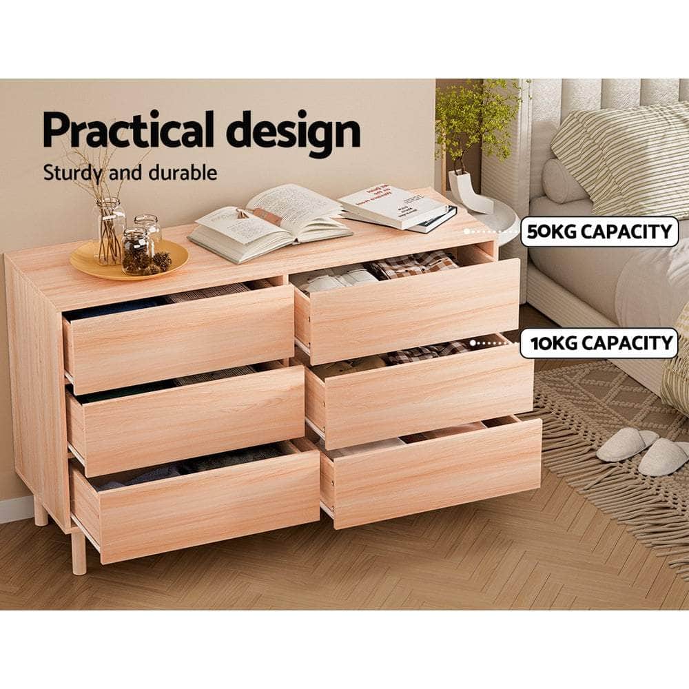 6 Chest Of Drawers Cabinet Dresser Table Tallboy Storage Bedroom Pine