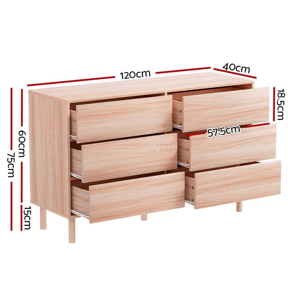 6 Chest Of Drawers Cabinet Dresser Table Tallboy Storage Bedroom Pine