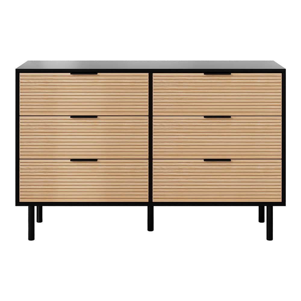 6 Chest of Drawers Dresser Table Black&Pine