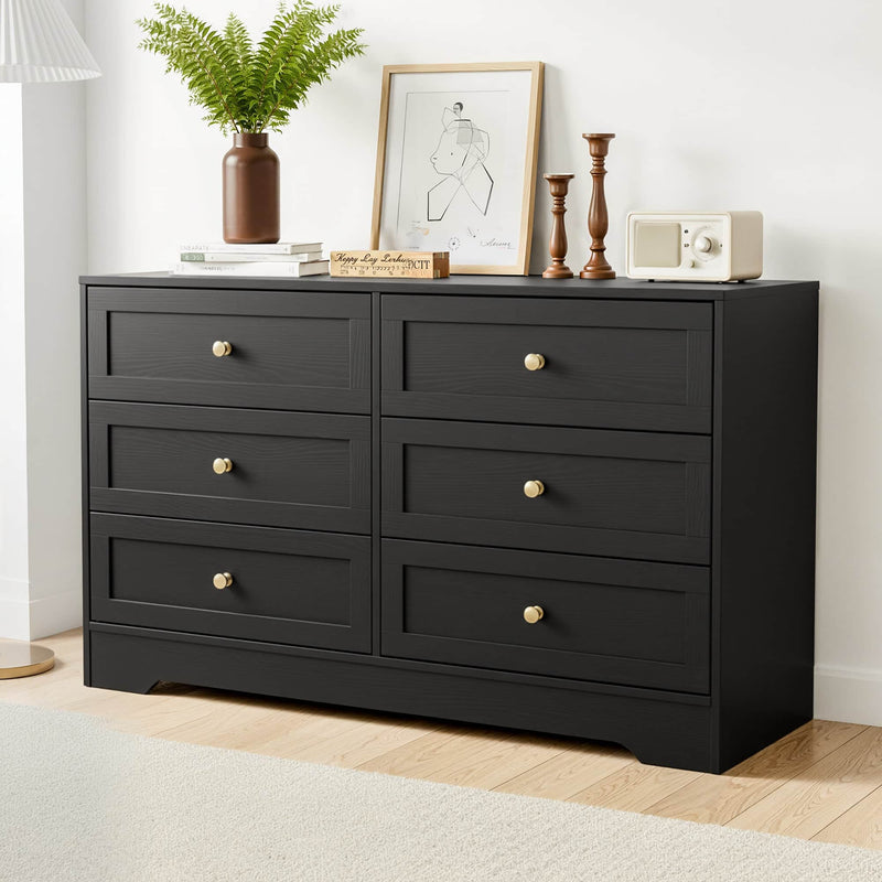 6 Drawer Chest of Drawers Black Tallboy Cabinet