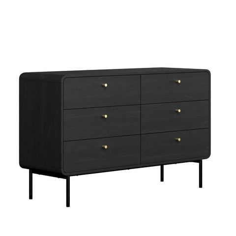 6-Drawer Chest of Drawers Tallboy Storage Cabinet Dresser Black