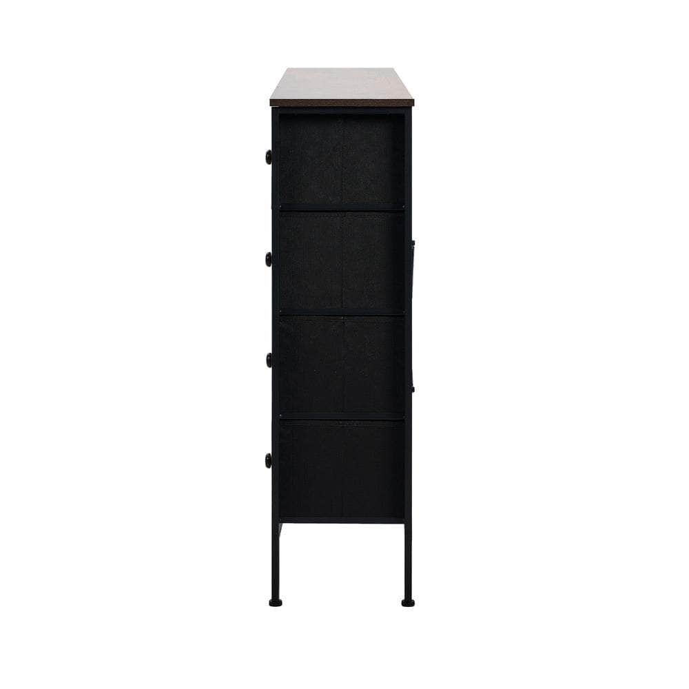 6-Drawer Chest Rattan Fabric Dresser Tallboy Retro Vintage Bedroom Storage