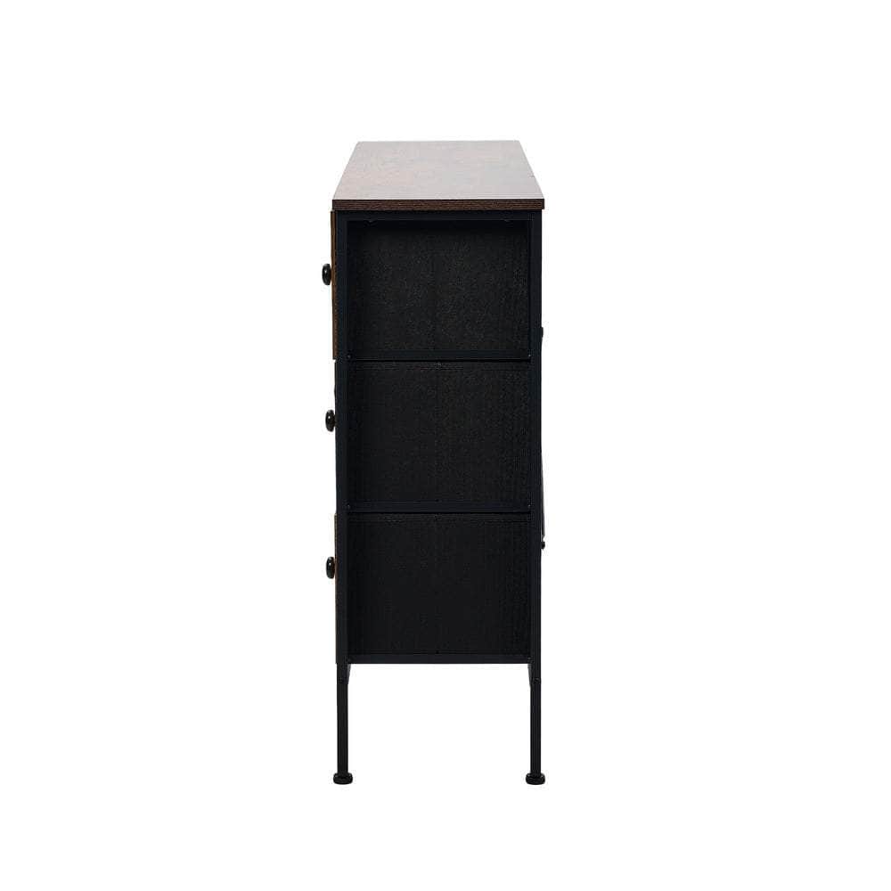 6-Drawer Chest Rattan Fabric Dresser Tallboy Retro Vintage Bedroom Storage