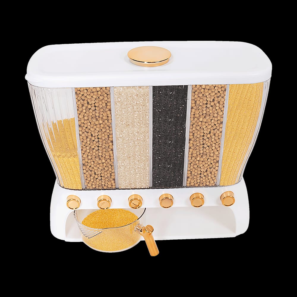 6 Grids Dispenser Storage Container Rice Cereal Beans Grain, Food Storage - photo 12