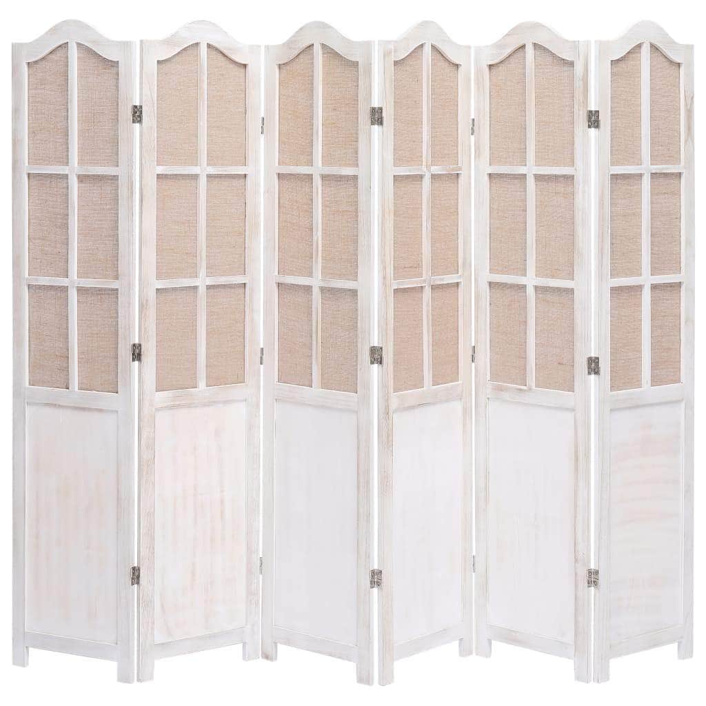 6-Panel Fabric Room Divider White