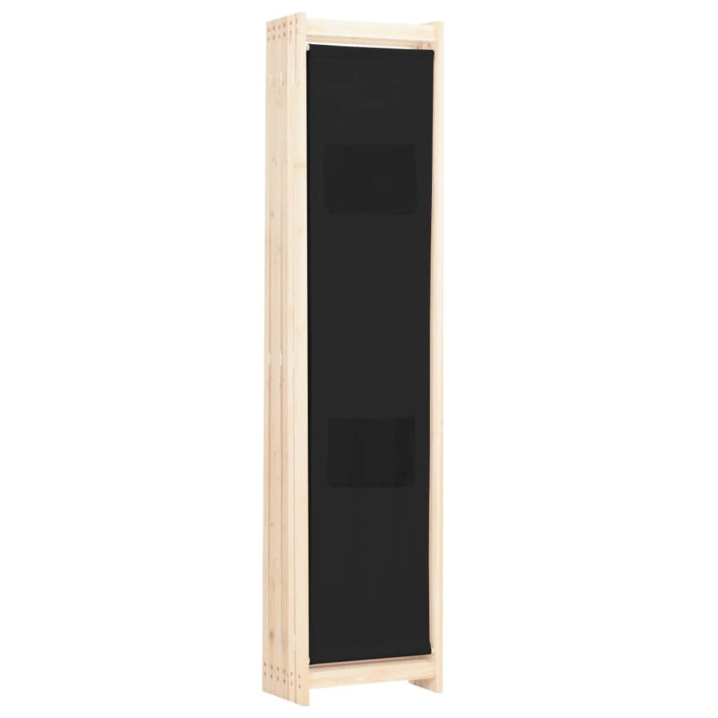 6-Panel Room Divider Black Fabric
