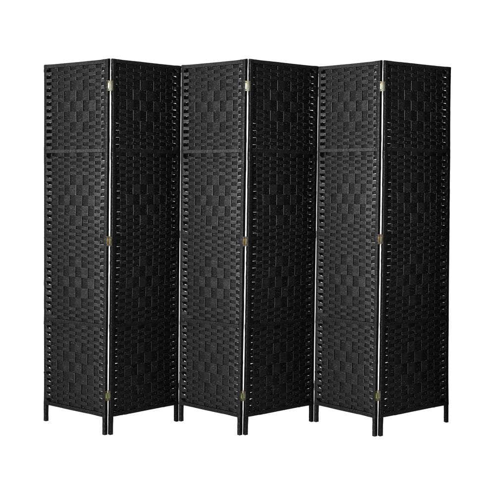 6 Panel Room Divider Privacy Screen Black