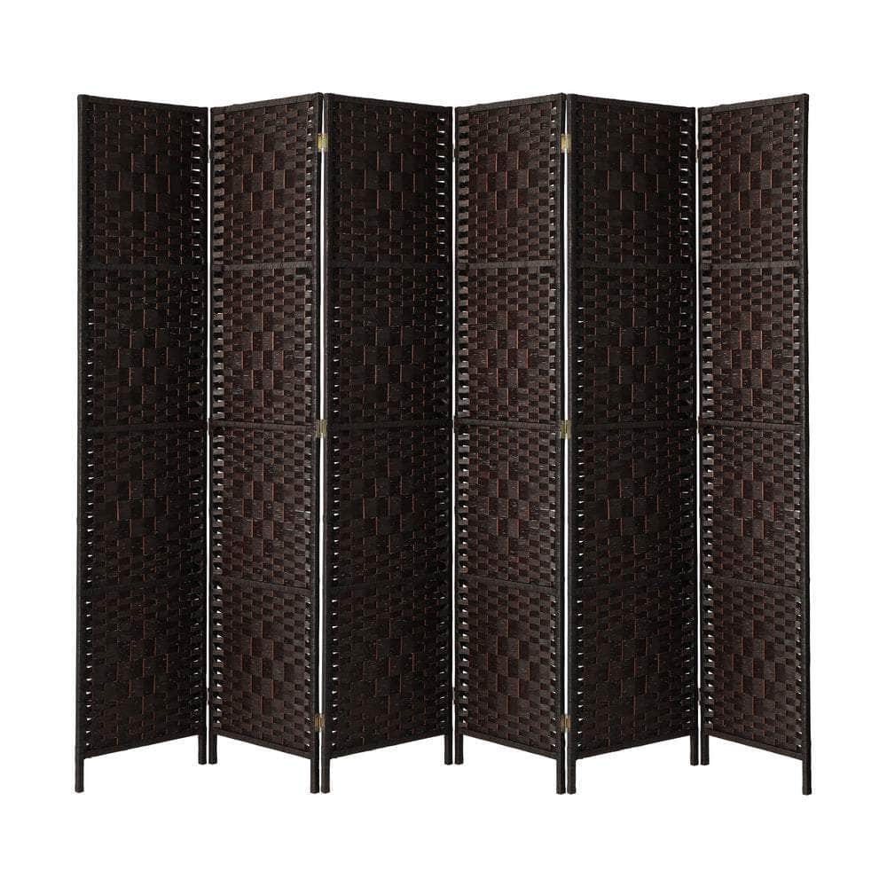 6 Panel Room Divider Privacy Screen Brown