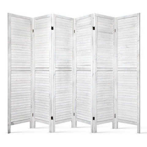 6 Panel Room Divider Screen 245X170Cm Louver White