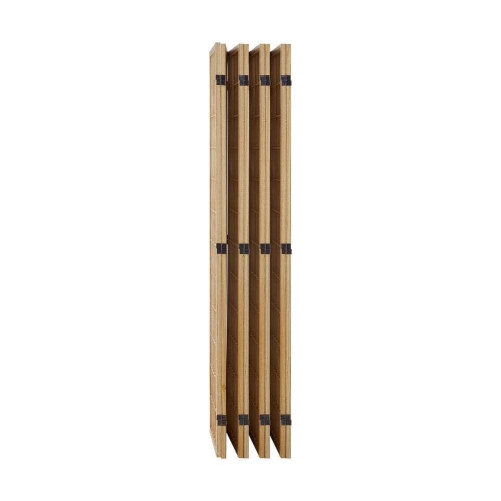 6 Panel Room Divider Timber Farbic Natural - Natural colour