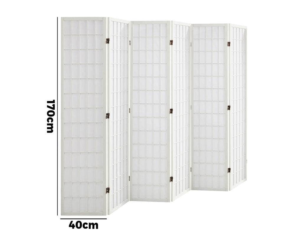 6 Panel Room Divider Timber Farbic Natural | Natural colour - photo 24