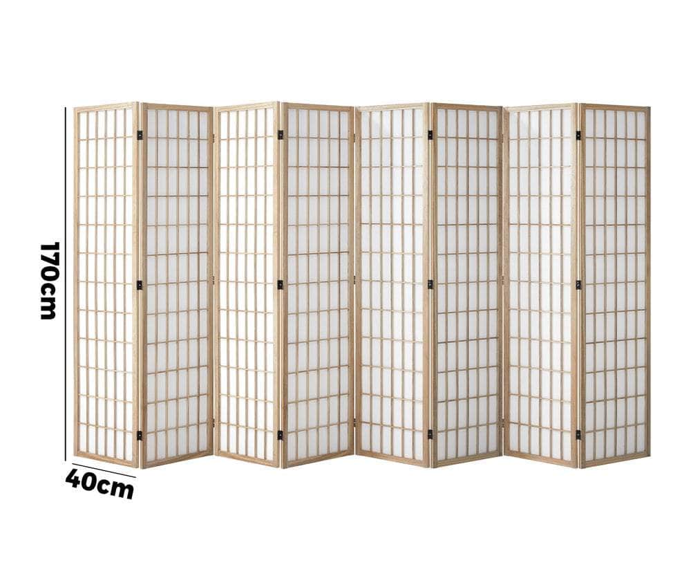 Natural colour - 6 Panel Room Divider Timber Farbic Natural - photo 12