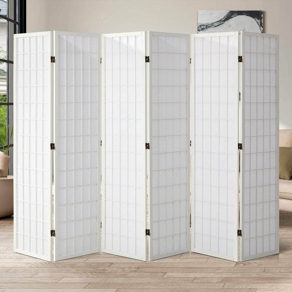 6 Panel Room Divider Timber Farbic Natural with Room Divider - photo 27