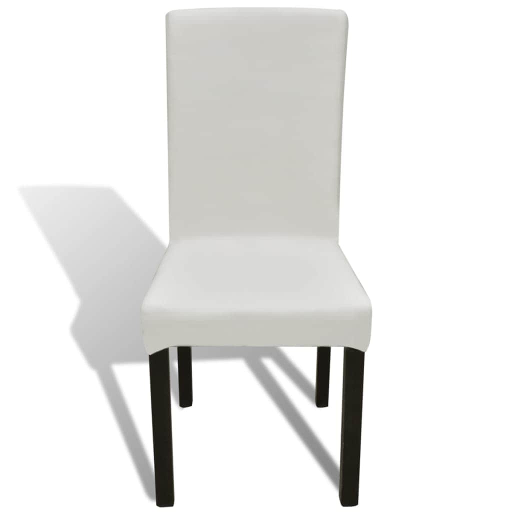 6 pcs Cream Straight Stretchable Chair Cover