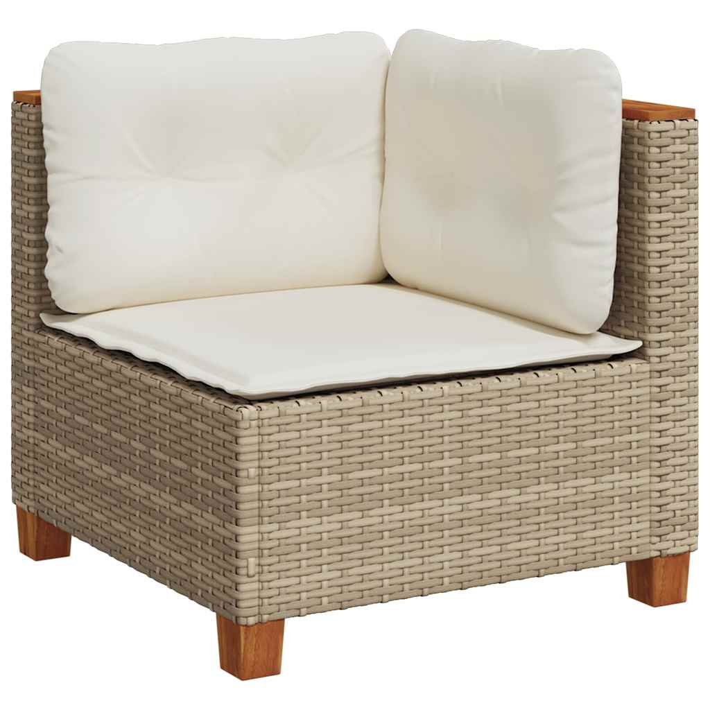 6 Pcs Garden Sofa Set with Cushions Beige Poly Rattan | Beige colour