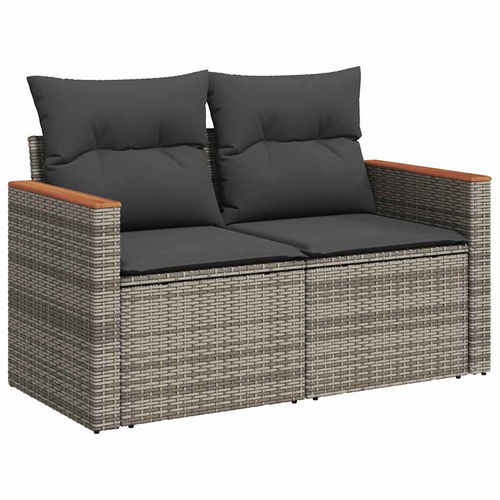 6 Pcs Garden Sofa Set with Cushions Grey Poly Rattan - Garden Comfort | Grey colour