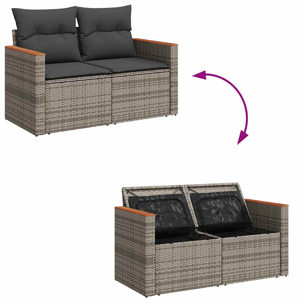 Grey colour - 6 Pcs Garden Sofa Set with Cushions Grey Poly Rattan - Garden Comfort