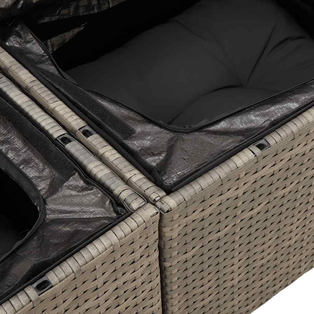 6 Pcs Garden Sofa Set with Cushions Grey Poly Rattan - Garden Comfort, Outdoor Furniture Sets