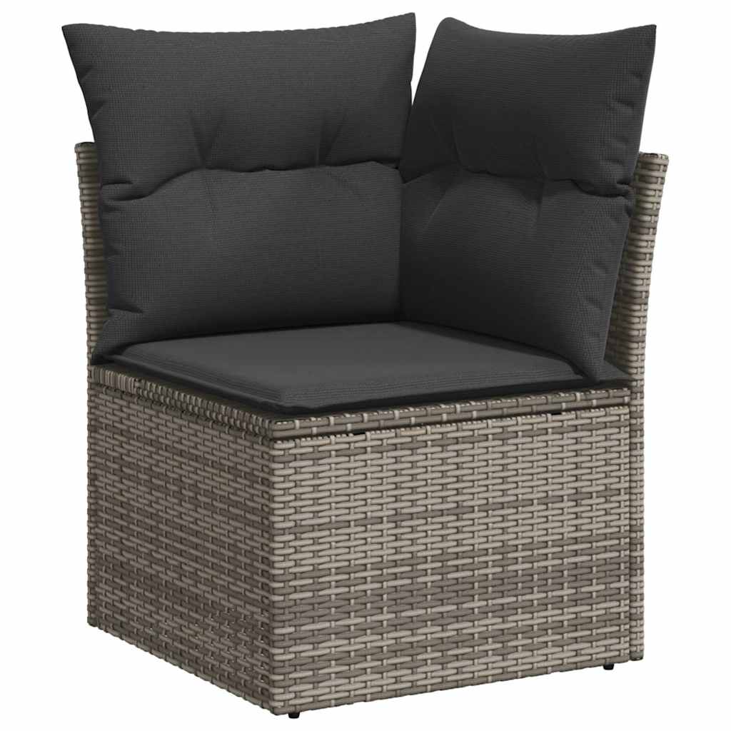 6 Pcs Garden Sofa Set with Cushions Grey Poly Rattan - Stylish Comfort, Rattan finish