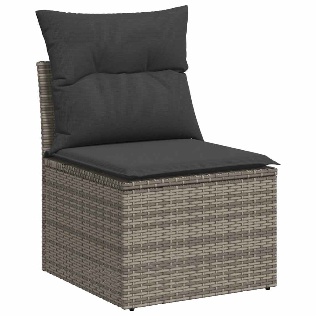6 Pcs Garden Sofa Set with Cushions Grey Poly Rattan - Stylish Comfort | Grey colour