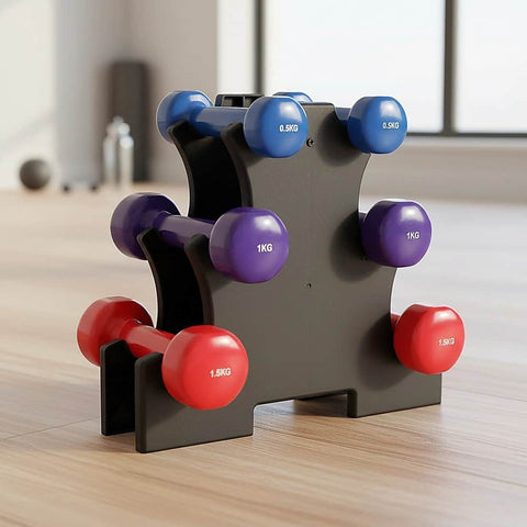 6-Piece Dumbbell Set With Rack