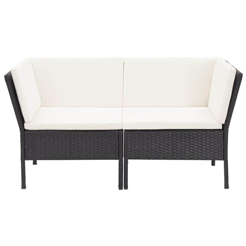 6 Piece Garden Lounge Set with Cushions Poly Rattan Black