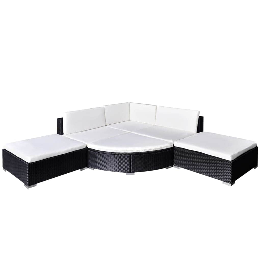 6 Piece Garden Lounge Set with Cushions Poly Rattan Black