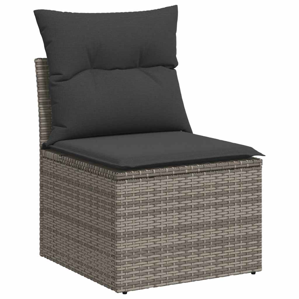 6 Piece Garden Sofa Set with Cushions Grey Poly Rattan Acacia - Outdoor Comfort | Rattan finish