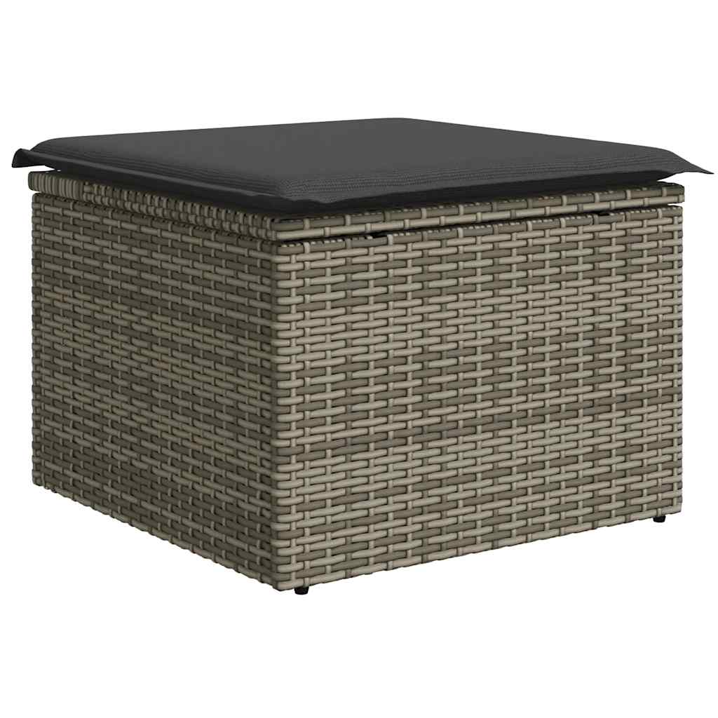Rattan finish - 6 Piece Garden Sofa Set with Cushions Grey Poly Rattan - Outdoor