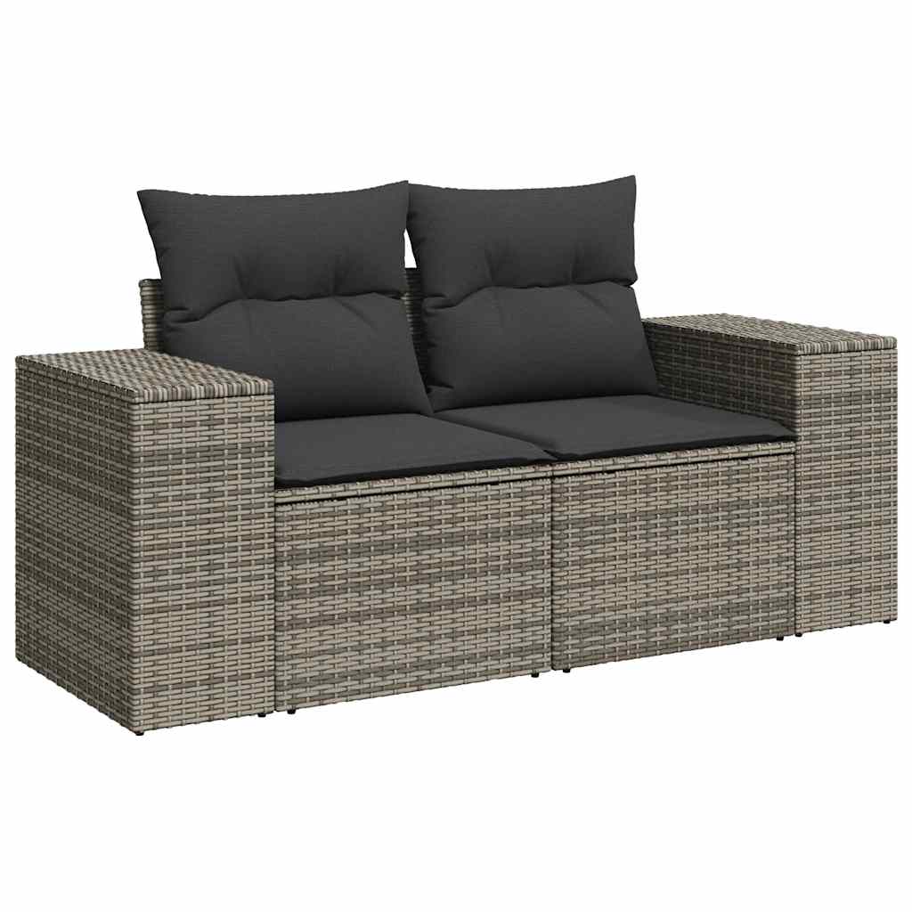 Outdoor Furniture Sets - 6 Piece Garden Sofa Set with Cushions Grey Poly Rattan - Outdoor Luxury