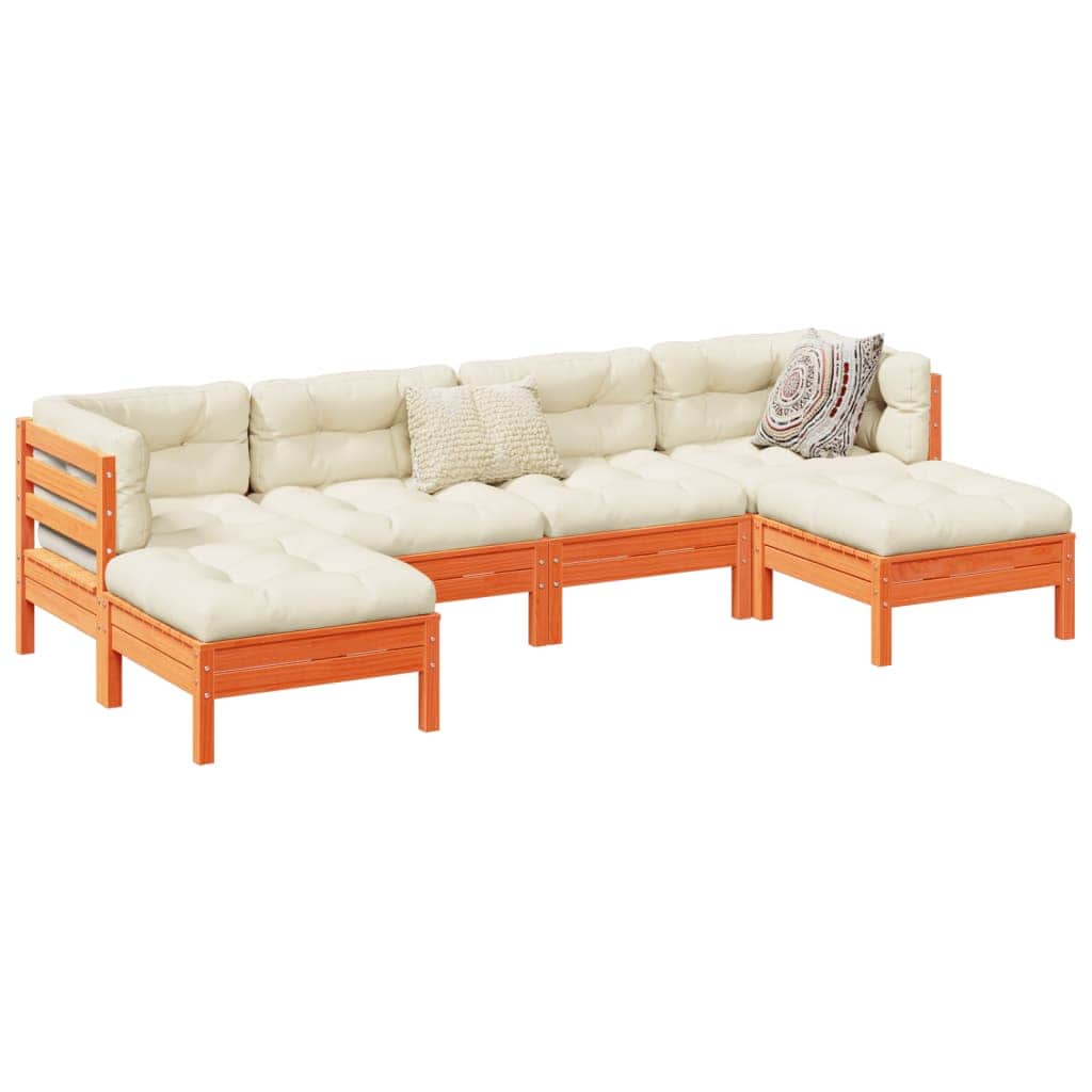 6 Piece Garden Sofa Set with Cushions Impregnated Wood Pine