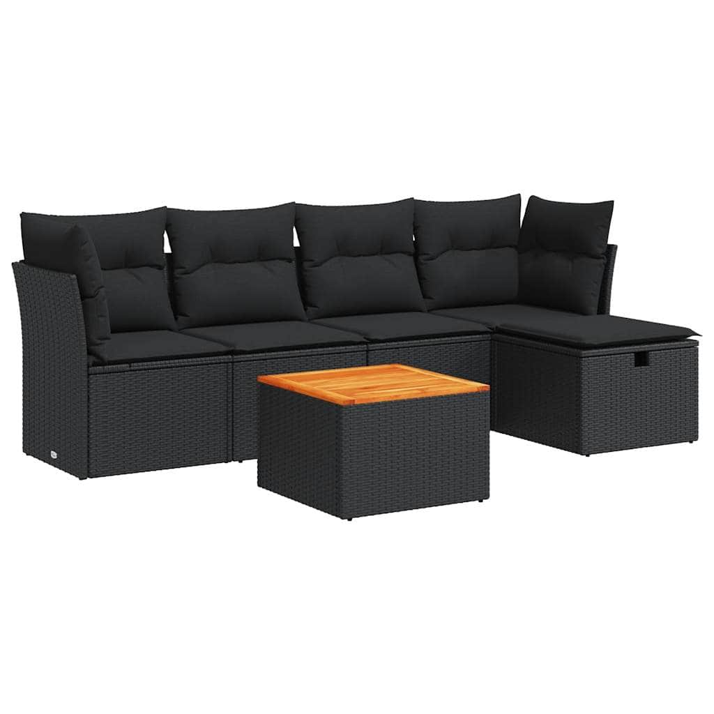 Rattan finish - 6 Piece Garden Sofa Set with Cushions Poly Rattan - Sleek - Stylish Outdoor