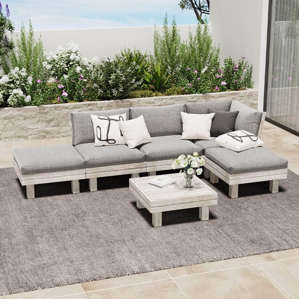 6 Piece Outdoor Furniture Sofa Set Wooden Lounge Setting