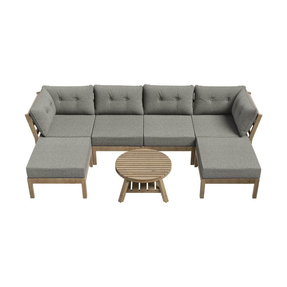 6-Piece Outdoor Lounge Sofa Set Garden Patio Rattan Furniture Grey