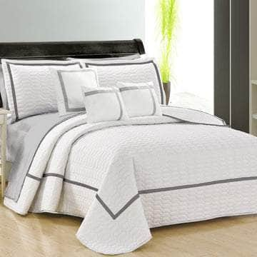 6 Piece Two Tone Embossed Comforter Set King/Queen