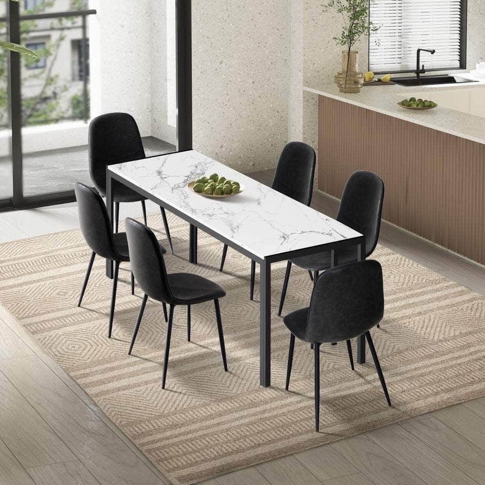 6-Seater Dining Set 1.4m Rectangular Table and Chairs