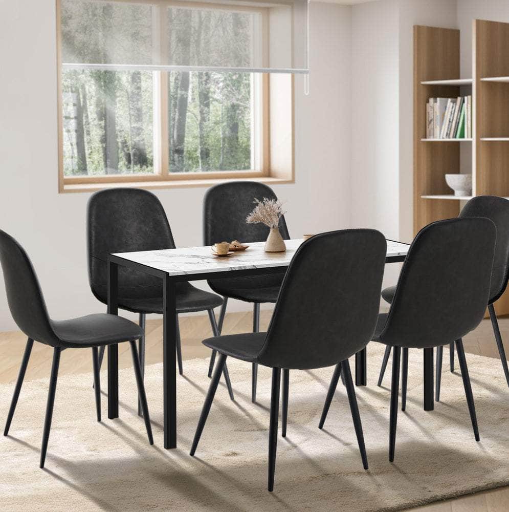 6-Seater Dining Set 1.4m Rectangular Table and Chairs